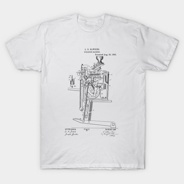 Eyeleting Machine Vintage Patent Hand Drawing T-Shirt by TheYoungDesigns